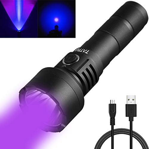 Product Cover Tattu U2 UV Flashlight 395nm Black Light Torch Rechargeable Blacklight 10W Ultraviolet LED Lamp with Micro USB Charging Cable