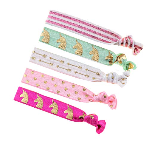 Product Cover DDazzling Girls Unicorn Hair Ties Elastic Hair Ties Party Favors (Rose Pink White Green)