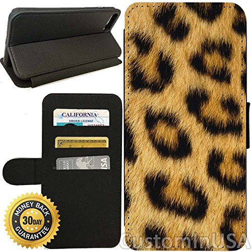 Product Cover Flip Wallet Case for iPhone 8 Plus (Leopard Fur) with Adjustable Stand and 3 Card Holders | Shock Protection | Lightweight | Includes Free Stylus Pen by Innosub