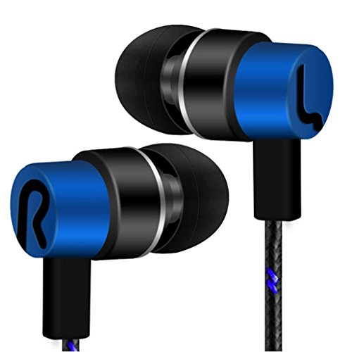 Product Cover Tuscom Universal 3.5mm in-Ear Stereo Wired Earbuds Earphone with 1.2M Knitted Cable,Built-in Hands-Free Microphone, (A Style:Blue)