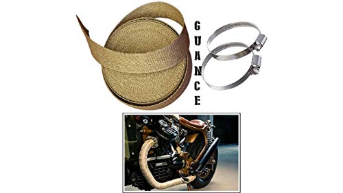 Product Cover Guance Glasswool Silencer Wrap,Exhasut Heat Shield with 2 Clamp 3 Meter Length for Royal Enfield Classic 350 BS4 Model