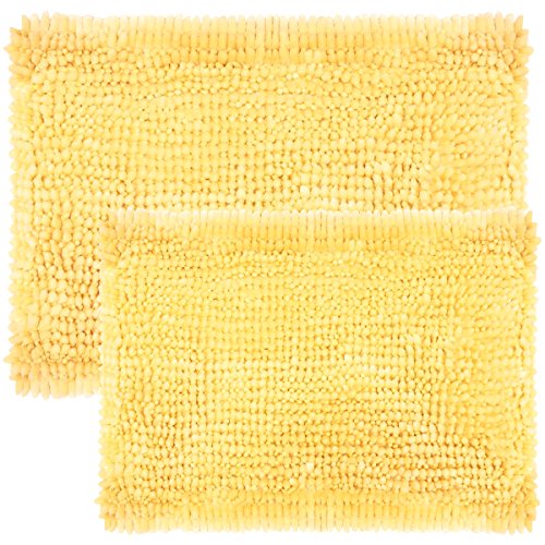 Product Cover Sweet Home Collection Bath Set 2 Piece Butter Chenille Noodle Soft Luxurious Rugs Absorbent Non Slip Latex Back Microfiber Bathroom Mat, ((1) 17