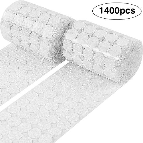 Product Cover WXBOOM 1400pcs (700 Pairs) Hook & Loop Self Adhesive Dots Tapes 20mm Diameter Sticky Back Coins White