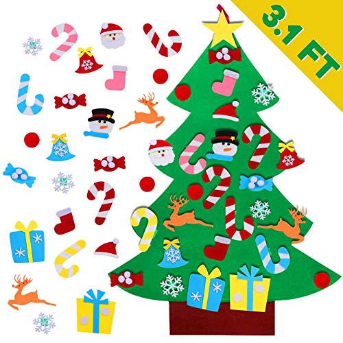 Product Cover AerWo DIY Felt Christmas Tree Set + 26pcs Detachable Ornaments, Kids Wall Hanging Xmas Gifts for Christmas Decorations