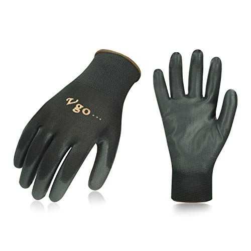 Product Cover Vgo 15Pairs Polyurethane Coated Gardening and Work Gloves (Size XL,Black,PU2103)