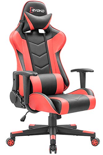 Product Cover Devoko Ergonomic Gaming Chair Racing Style Adjustable Height High-Back PC Computer Chair with Headrest and Lumbar Support Executive Office Chair (Red)