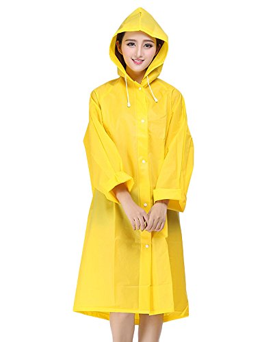 Product Cover LANSHULAN Womens Unisex Easy Carried Translucent Thicken EVA Raincoat (M(5'-5'5), Yellow)
