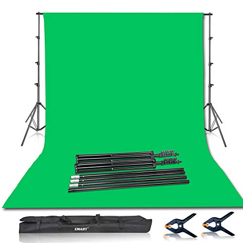 Product Cover Emart Photo Video Studio 8.5 x 10ft Green Screen Backdrop Stand Kit, Photography Background Support System with 10 x12ft 100% Cotton Muslin Chromakey Backdrop