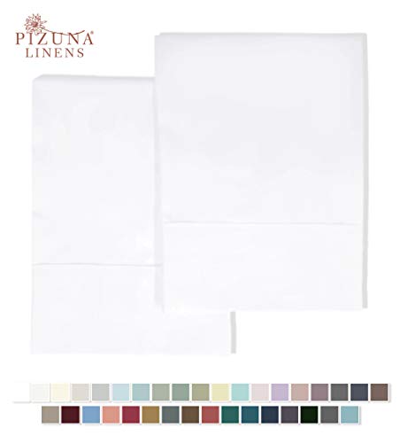 Product Cover Pizuna 400 Thread Count Cotton Pillow Cases King White, 100% Long Staple Cotton Pillow Covers, Soft Satin Pillowcase King Size with Stylish 4 inch Hem (White King Cotton Pillowcases)