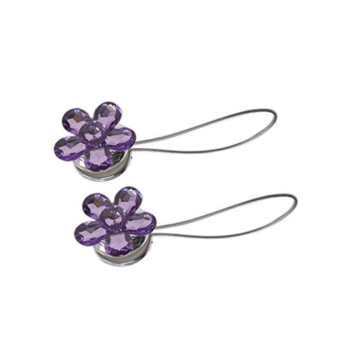 Product Cover YYC 2 Pcs Wire Rope Flower Curtain Tieback Magnetic Curtain Buckle Drapery Holder (Purple)