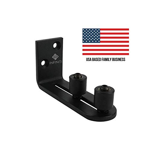 Product Cover New Improved Design!!! Barn Door Floor Guide | Smooth AS Butter Bearings!!! | Stay Roller Sliding Adjustable by Infiniti Elementz | Unique Guide Flush with Floor | Durable Steel Frame (Black)