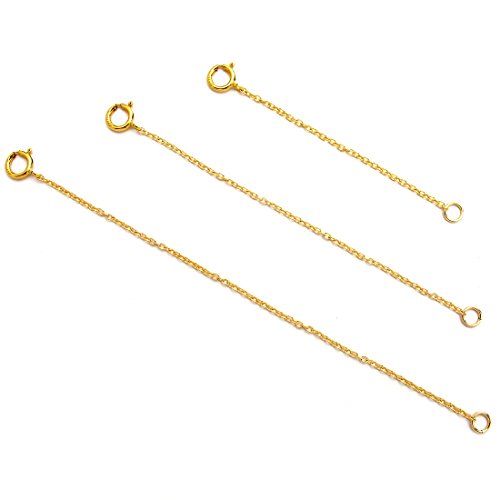 Product Cover Benique 14K Gold Filled Choker Necklace Bracelet Extender - Fine Thin Chain, Durable Strong Removable, Made in USA, Gold/Rose Gold (14K Gold Filled/Set 2