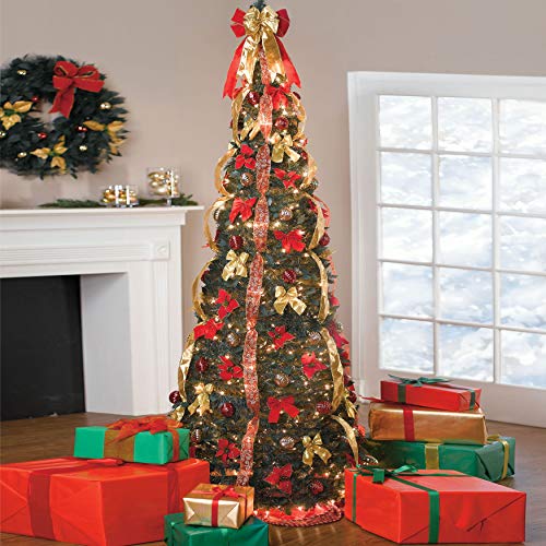 Product Cover BrylaneHome Fully Decorated Pre-Lit 7 1/2' Pop-Up Christmas Tree, Red Gold
