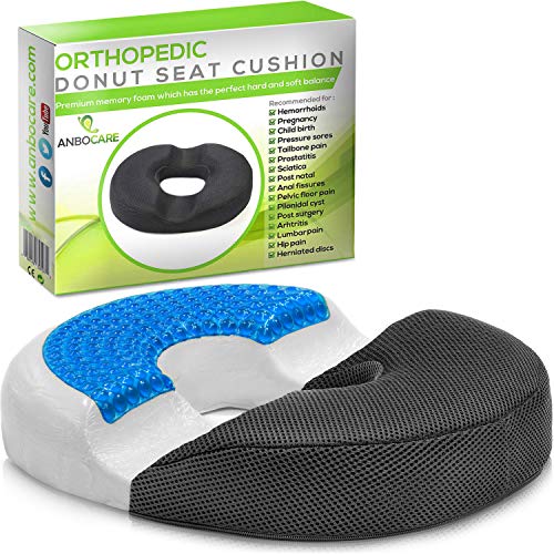 Product Cover Donut Pillow Hemorrhoid Seat Cushion - Cooling Gel Memory Foam Relief Tailbone and Back Pain, Coccyx, Postpartum, Sciatica, Prostate - Medical Butt Ring Pad for Office Chair, Bed, Wheelchair or Car