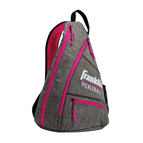 Product Cover Franklin Sports Pickleball Bag - Men's and Women's Pickleball Backpack - Adjustable Sling Bag - Official Bag of U.S Open Pickleball Championships - Gray/Pink