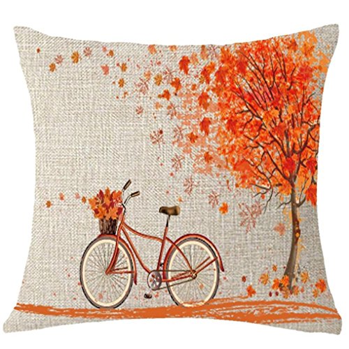 Product Cover GBSELL Pillow Cover Owl Thanksgiving Turkey Cock Hen Pillow Case Sofa Throw Cushion Cover Home Decor,45cm45cm (Fall Bike)