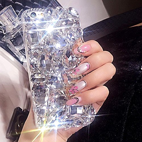 Product Cover iPhone X Case,iPhone X Diamond Case,iPhone X Cover,ikasus 3D Handmade Bling Rhinestone Diamonds Luxury Sparkle Rhinestones Case Full Crystals Bling Diamond Case Cover for Apple iPhone X,Clear
