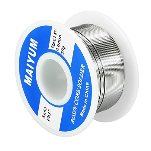 Product Cover MAIYUM 63-37 Tin Lead Rosin Core Solder Wire for Electrical Soldering (0.6mm 50g)