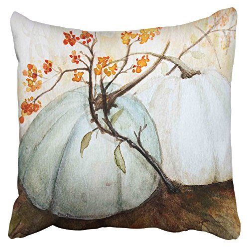 Product Cover Accrocn Pillowcases Decorative White Autumn Pumpkins Fall Watercolor Blue Gray Cinderella Pumpkin Throw Pillow Case Cases Cover Cushion Covers Square Sofa Size 20x20 Inches Two Side