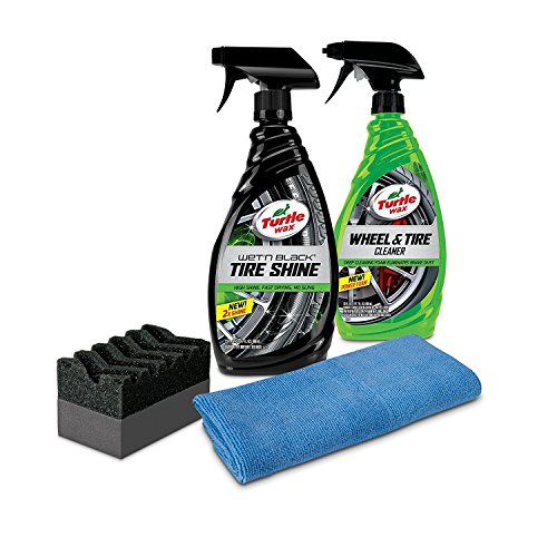 Product Cover Turtle Wax 50837 Tire Shine & Wheel Cleaner Kit with Applicator & Microfiber Towel, 46. Fluid_Ounces