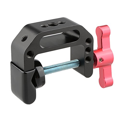 Product Cover CAMVATE C-Clamp with 1/4 and 3/8 Thread Hole for Camera Monitor(Red T-Handle)