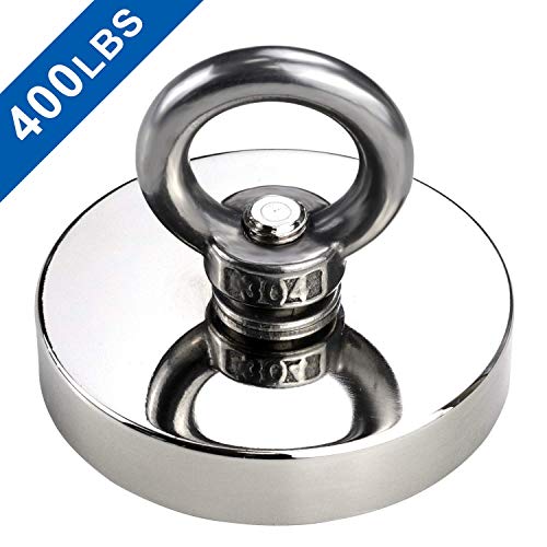 Product Cover DIYMAG Super Strong Neodymium Fishing Magnets, 400 LBS(181 KG) Pulling Force Rare Earth Magnet with Countersunk Hole Eyebolt Diameter 2.36 INCH(60mm) for Retrieving in River and Magnetic Fishing