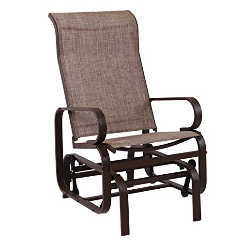 Product Cover PHI VILLA Swing Glider Chair Patio Rocking Chair Garden Furniture, Textilene Mesh Steel Frame, Single Glider
