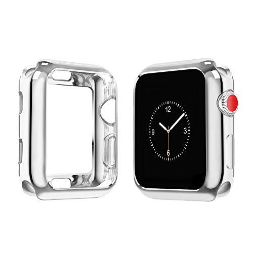 Product Cover top4cus Environmental Soft Flexible TPU Anti-Scratch Lightweight Protective 38mm Iwatch Case Compatible Apple Watch Series 5 Series 4 Series 3 Series 2 Series 1 - Silver