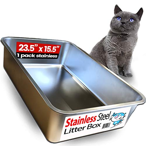 Product Cover iPrimio Ultimate Stainless Steel Cat XL Litter Box - Never Absorbs Odor, Stains, or Rusts - No Residue Build Up - Easy Cleaning Litterbox Designed by Cat Owners (1 Pan)