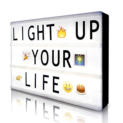 Product Cover Cinema Light Box with 190 Letters Symbols Emjios- A4 Size Cinematic Light Box DIY LED Letter Lamp for Home Decor Photo Shoots Birthday Party