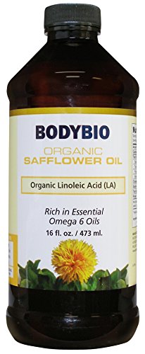 Product Cover BodyBio - Organic Safflower Seed Oil, Unrefined, Cold Pressed, High Linoleic Acid, 16oz