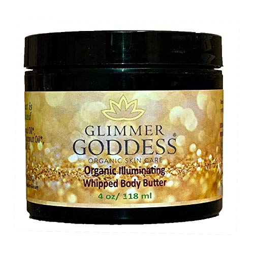 Product Cover Organic SUPER Gold Shimmer Whipped Body Butter - Super Sparkle - Chemical Free Shimmering Moisturizer - Glimmer Goddess