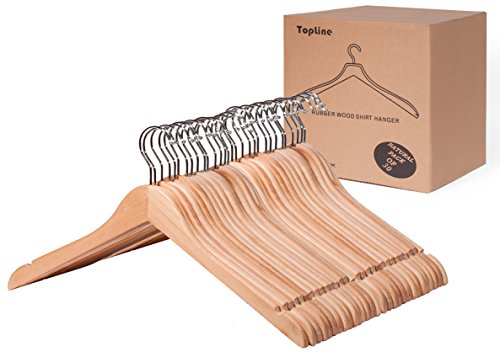 Product Cover Topline Classic Wood Shirt Hangers - 30-Pack (Natural Finish)