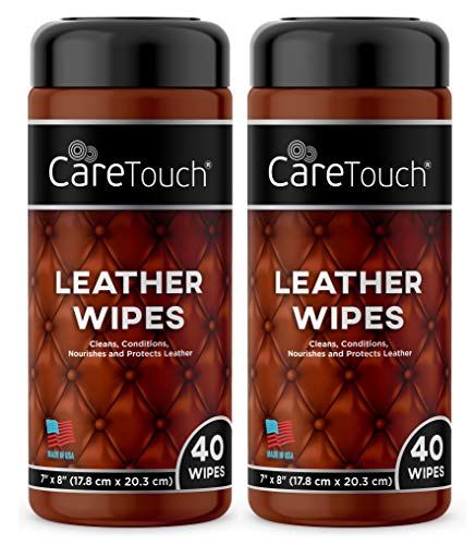 Product Cover Care Touch Leather Cleaner Wipes for One-Step Cleaning, Conditioning, and Protecting - Pack of 2, 40 Wipes Each for Cars, Shoes and Other Leather Surfaces