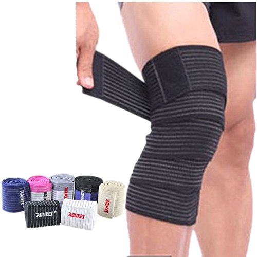 Product Cover Mcolics (1 Pair Elastic Breathable Knee Compression Bandage Wrap Support, Knee Brace Compression Sleeve for Men & Women Bodybuilding, Weightlifting, Crossfit and Fitness (Black)