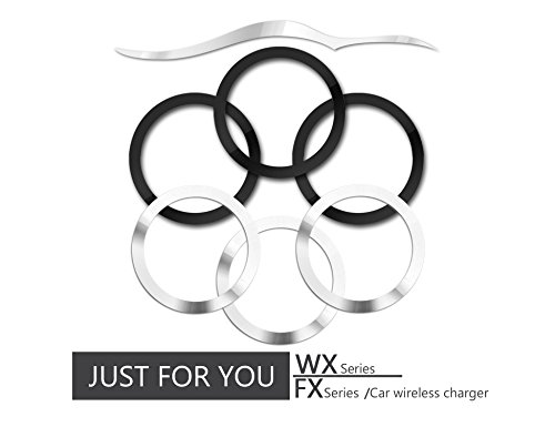 Product Cover Wannap Magnetic Wireless Car Charger Metal Rings with 3M Sticker 6PCS for Wx & Fx Qi Car Charger Series, Size:[2.32inch/59MM - 0.5mm - 2.7g ](Black-3PCS + Silver-3PCS)