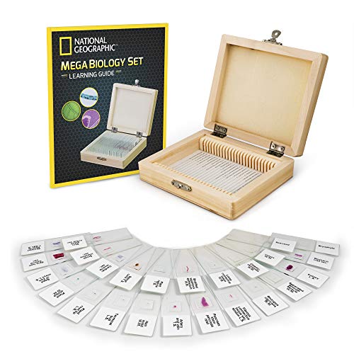 Product Cover NATIONAL GEOGRAPHIC Mega Biology Set - Professional Grade Specimens, 25 Prepared Microscope Slides, Detailed Learning Guide and Storage Box