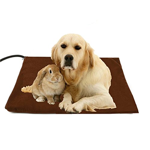 Product Cover Berocia Pet Heating Pad Large, 30W Adjustable Temperature Waterproof Pet Bed Warmer with Chew Resistant Cord Soft Removable Cover Overheat Protection (Large 19.69 x 19.69 inch)
