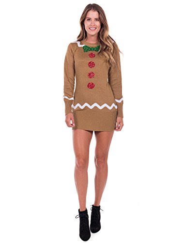 Product Cover Tipsy Elves Women's Gingerbread Sweater Dress - Brown Ugly Christmas Sweater Dress: Medium