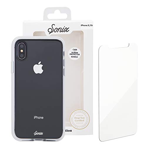 Product Cover Sonix Clear Case for iPhone X/XS and Tempered Glass Screen Protector [Military Drop Test Certified] Protective Clear Case for Apple iPhone X, iPhone Xs