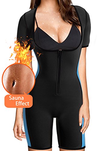 Product Cover BRABIC Women's Full Body Shaper Sport Sweat Neoprene Suit,Waist Trainer Bodysuit for Weight Loss (L, Black Neoprene Suit Women)