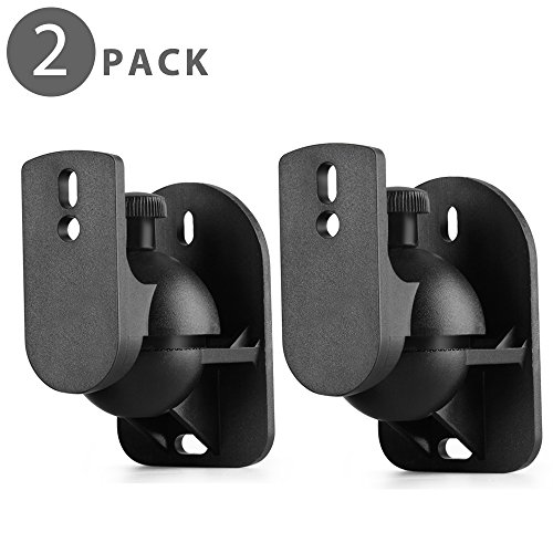 Product Cover TNP Universal Satellite Speaker Wall Mount Bracket Ceiling Mount Clamp with Adjustable Swivel and Tilt Angle Rotation for Surround Sound System Satellite Speakers - 1 Pair Set of 2, Black