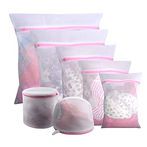 Product Cover Gogooda 7Pcs Mesh Laundry Bags for Delicates with Premium Zipper, Travel Storage Organize Bag, Clothing Washing Bags for Laundry, Blouse, Bra, Hosiery, Stocking, Underwear, Lingerie
