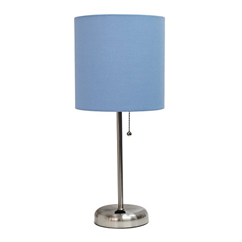 Product Cover Limelights LT2024-BLU Fabric Shade, Stick Lamp with Charging Outlet, Blue, 19.29
