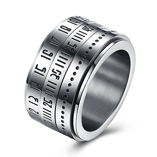 Product Cover BEMI Elegant Rotatable Engraved Roman Numerals Band Ring Personality Cool Style Statement Rings for Mens