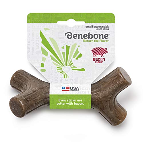 Product Cover Benebone Bacon Stick Durable Dog Chew Toy, Made in USA, Real Bacon Flavor, Small