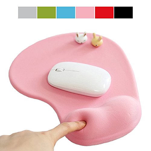 Product Cover Office Mousepad with Gel Wrist Support - Ergonomic Gaming Desktop Mouse Pad Wrist Rest - Design Gamepad Mat Rubber Base for Laptop Comquter -Silicone Non-Slip Special-Textured Surface (01Pink)