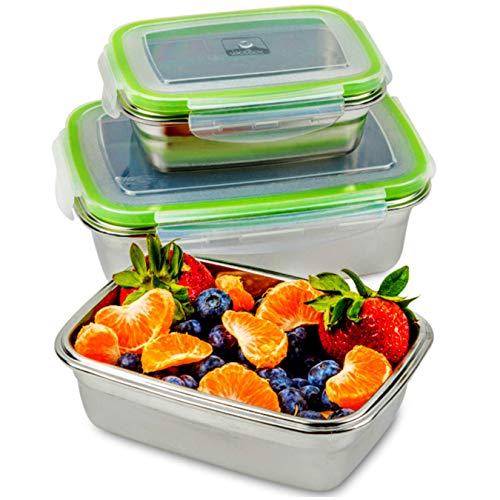 Product Cover JaceBox Stainless Steel Lunch Containers - LunchBox Container Set LeakProof Light Easy Stainless Steel Food Containers Storage Set of 3 Stackable Bento Box Eco-Friendly Keto Lifestyle! BPA FREE