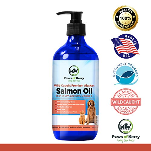 Product Cover #1 Premium Wild Caught Alaskan Salmon Oil for Dogs & Cats. Omega 3 Fish Oil for Dogs helps Dry Skin, Immunity & Joint. Omega 3 For Dogs rich in EPA+DHA Fatty Acids for Shiny Coat & Itchy Skin Relief