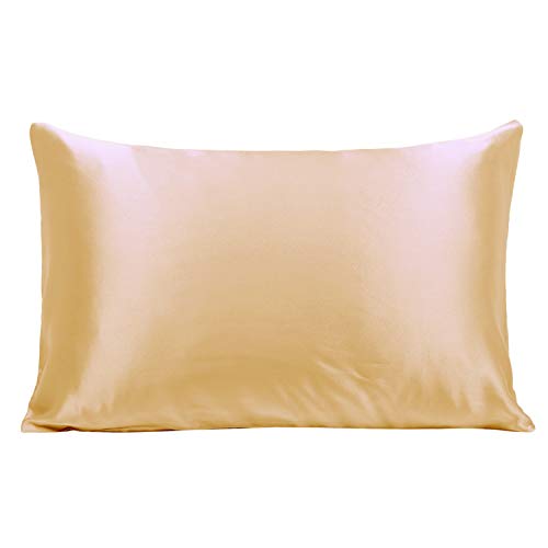 Product Cover Ravmix Silk Pillowcase Standard Size for Hair and Skin Both Sides 21 Momme 600 Thread Count Hypoallergenic 100% Mulberry Silk Pillow Case with Hidden Zipper, 20×26inches, Champagne Gold